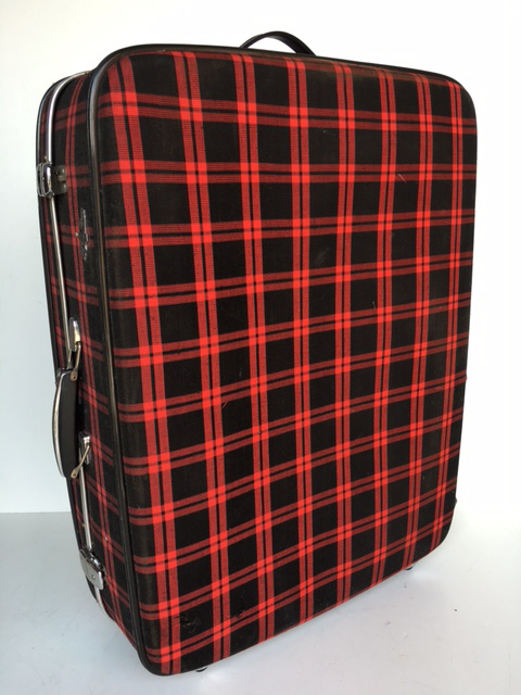 SUITCASE, Large Red Black Tartan